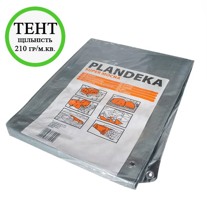 ТЕНТ 6м х 6м щільність 210 гр/м.кв. PLANDEKA